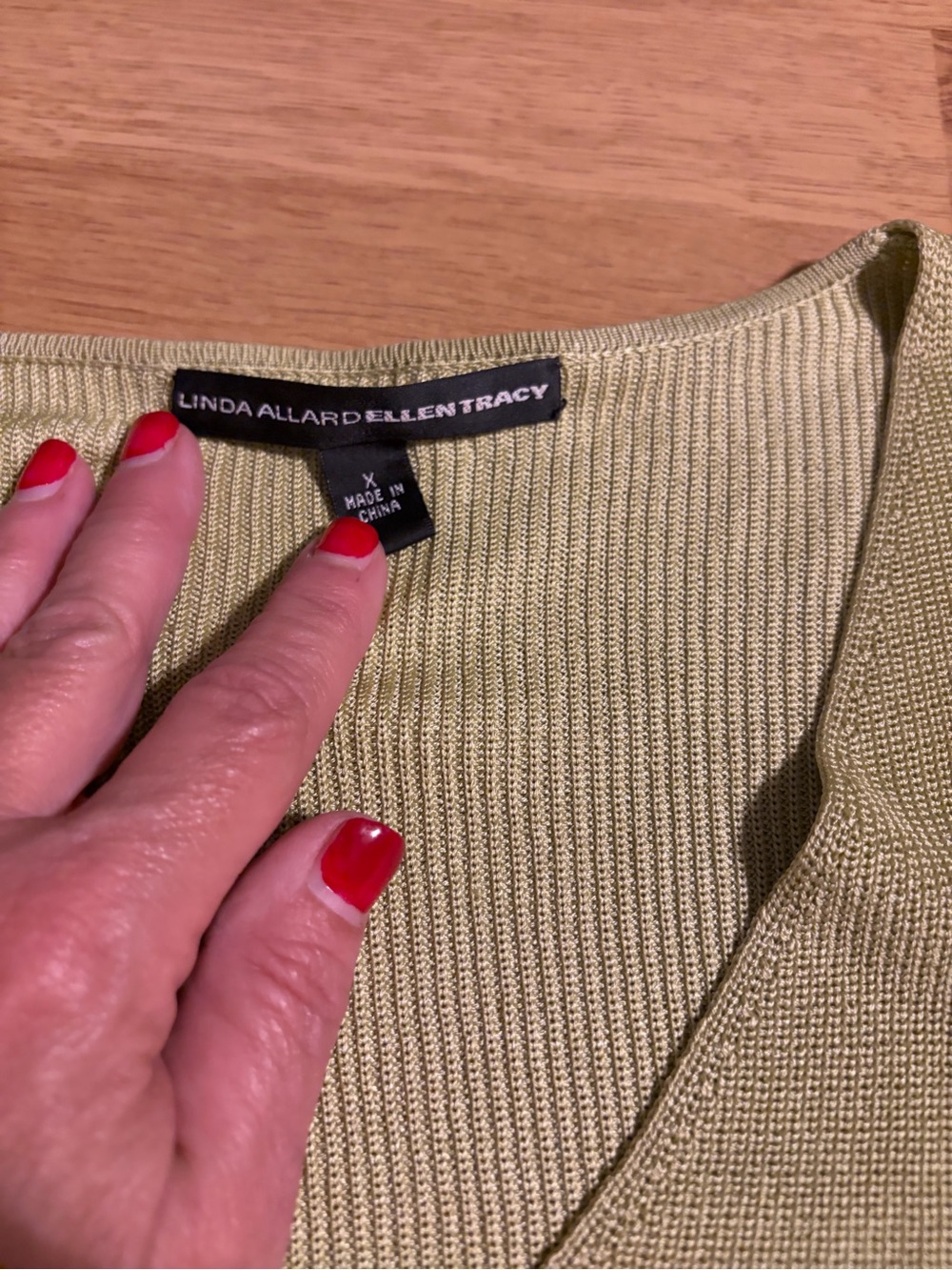 Ellen Tracy Light Green 100% sil Ribbed Knit Cardigan & Tank Set- sz X (XL/0X) - Picture 5 of 6